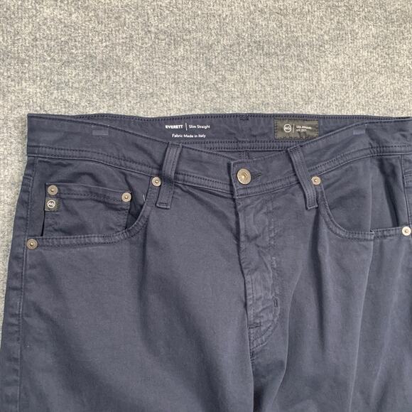 Adriano Goldschmied Pants Mens 31 Navy Everett Slim Straight Stretch 5 Pocket - Picture 3 of 13